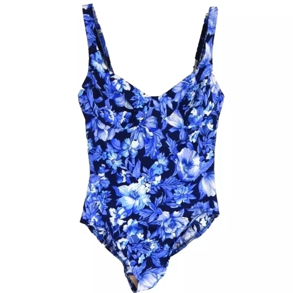 Miraclesuit One Piece Underwire Blue Floral Swimsuit - Picture 1 of 6